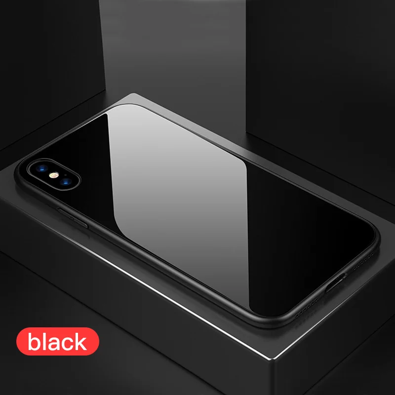 Glass Case For iPhone X XS Max XR Soft Silicone TPU Edge Tempered Back Cover 6 6S 7 8 Plus 5 5S SE Coque |