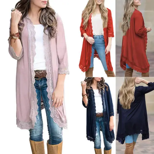 

Women's Cardigan Top Lace Long Sweater Jumper Jacket Winter Warm Outerwear Coat