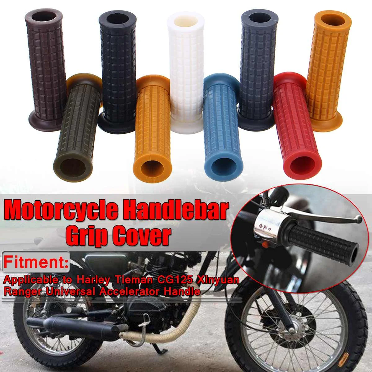 

2x Handle Bar Grip 25mm/28mm Motorcycle Soft Rubber Handlebar Hand Grips Cover Universal For Harley Tieman CG125 Xinyuan Ranger