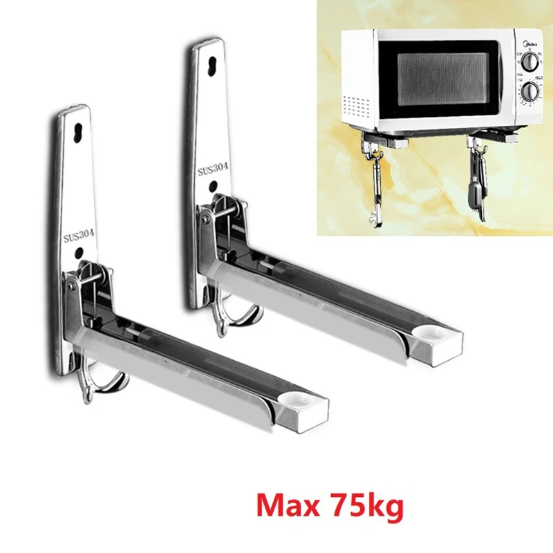 

Storage Holder Thick Stainless Steel Folding Microwave Oven Rack Oven Bracket Telescopic Rack Wall Bracket