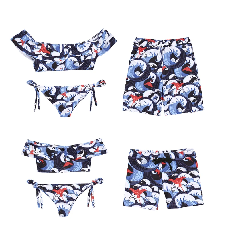 Семейные купальные костюмы, пляжная одежда, купальник Mommy And Me, плавки для детей, Семейный комплект для мужчин и женщин, купальный костюм, бикини