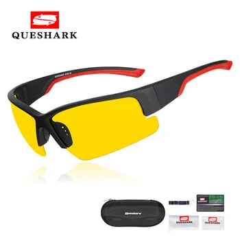 

QUESHARK Yellow Lens Night Vision Glasses Anti-Glare Polarized Cycling Driving Sunglasses Fishing Bicycle Car Drivers Eyewear