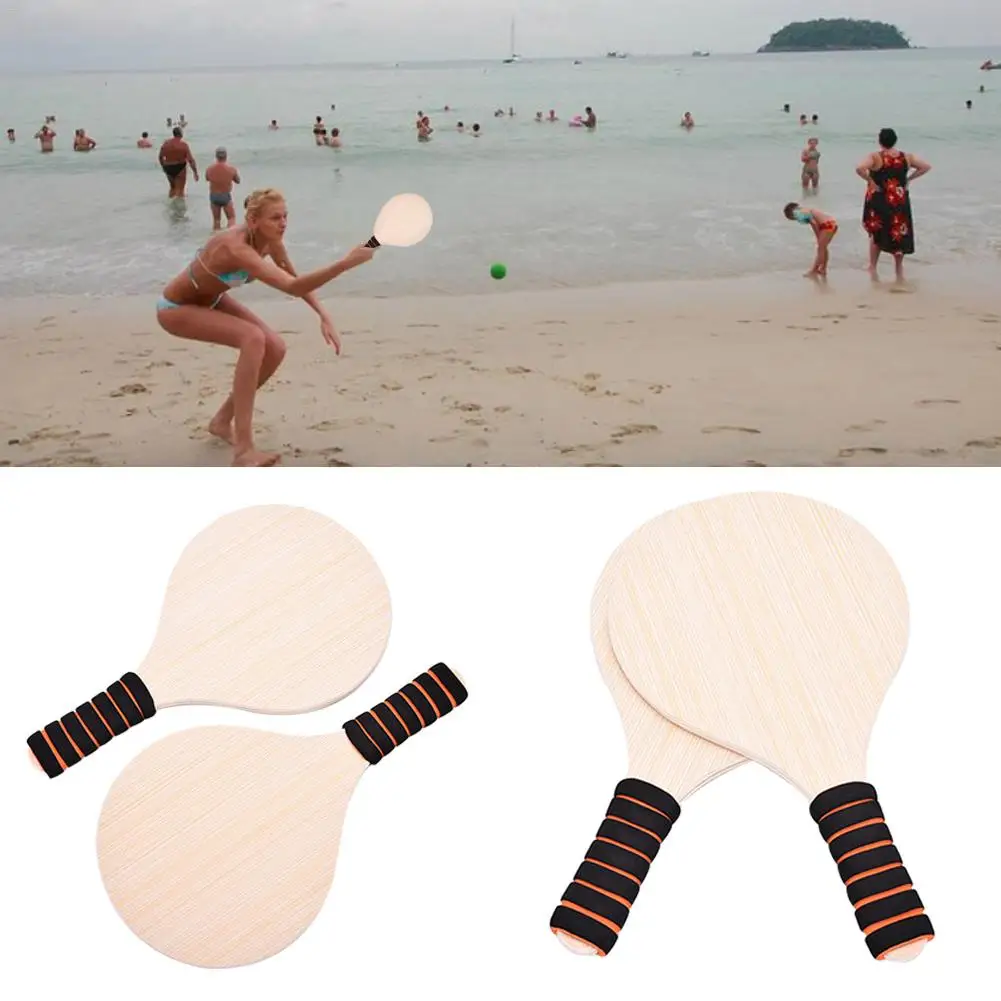 

Beach Paddle Ball Game Badminton Tennis Pingpong Beach Cricket Wood Racket Paddles Set Outdoor Racquet Game for Adults Kids Hot