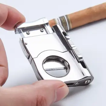 

Cigar Cutter Stainless Steel Cigar Cutter Multi-function With Double Cigar Drill Hole Opener Portable Cigar Accessories Gift