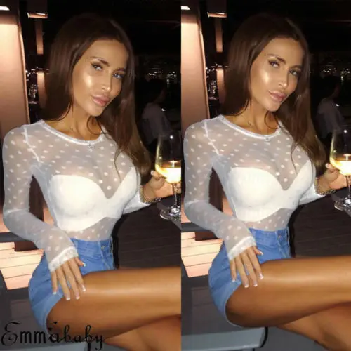 2019 женские кружевные прозрачные сетчатые Женские топы с длинным