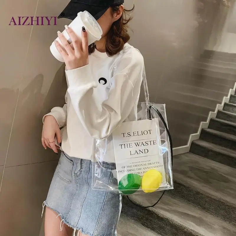

2019 New Clear Women PVC Shoulder Handbags Jelly Girls Casual Spring Transparent Plastic Summer Beach Messager Crossbody Bags