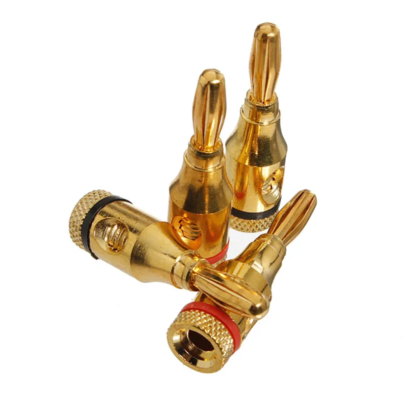 

CLAITE 4pcs 24k Gold Plated Musical Speaker Banana Connector Cable Wire 4mm Pin B5 Pure Copper