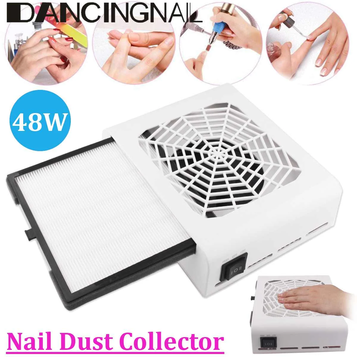 

48W Nail Dust Collector Fan Suction Machine Vacuum Cleaner for Manicure Nail Dust Collector Nail Art Salon Equipment New