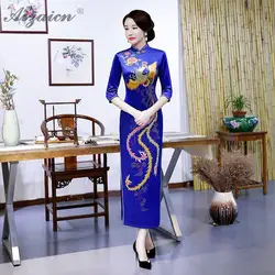 Бархат зима Qipao современный длинный рукав китайский свадебное платье Cheongsam дизайн Восточный стиль платья для женщин традиционная одежда