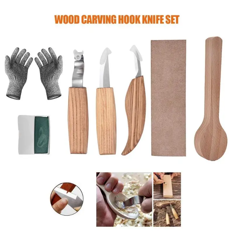 

5/6/7pcs Woodcarving Cutter Woodwork Sculptural DIY Wood Handle Spoon Carving Knife Woodcut Tools Kit Set