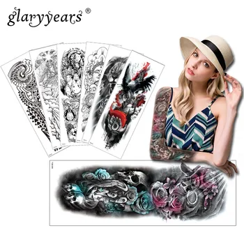 

glaryyears 1 Pc Large Arm Temporary Tattoo Sticker Lion Fake Tatoo Sleeve Flash Tatto Waterproof Big Body Art Men Women TQB