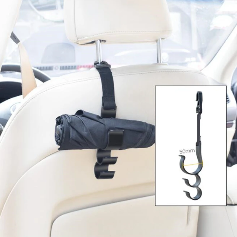 Headrest Hooks Universal Multi-Function Plastic Double Umbrella Hook Umbrella Hanger Mount Holder Compatible with RV SUV MPV Car Accessories Organizer Color : Ordinary