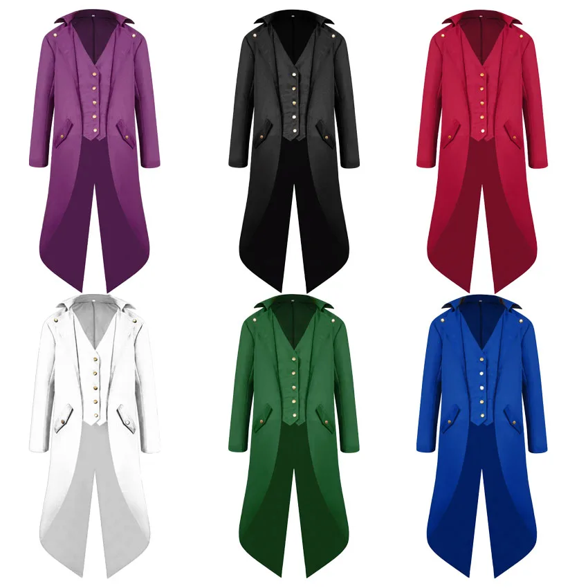 

Medieval Costume Renaissance Robe Dress Up Fancy Church Men Retro Coat Victorian Religious Missionary Purim Halloween Tuxedo