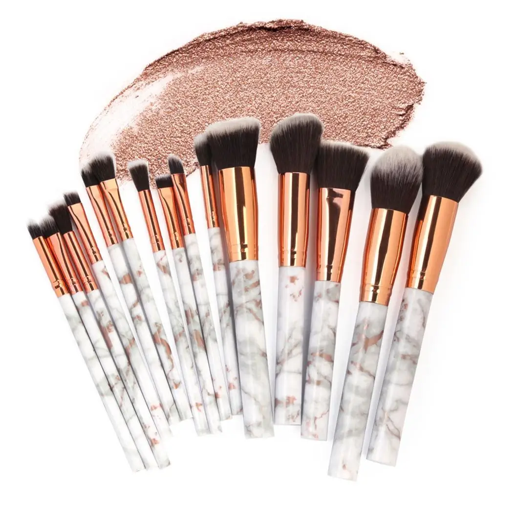 

15 Pcs/Set Marble Makeup Brushes Cosmetic Foundation 16.1cm Eye Shadow Set/Kit 12.6cm Pattern Lip Brush Tool
