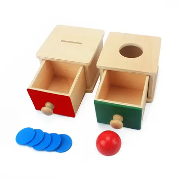 

Infant & Toddlers Toy Baby Wooden Coin Box Piggy Bank Learning Educational Preschool Training Red+Green