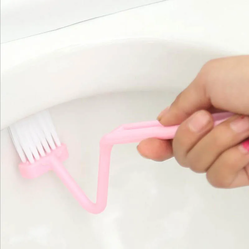

Toilet Brush Holder Scrubber V-type Cleaner Clean Brush Bent Bowl Handle For Household Cleaning Corner ( Color Random )