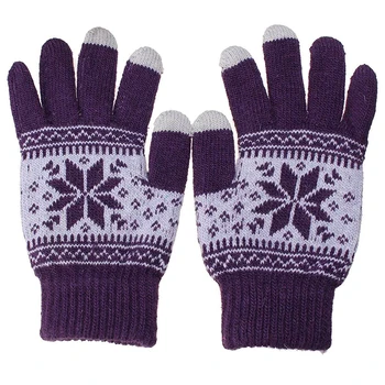 

Warm Winter Touchscreen Gloves Ladies Knit Wool Gloves Purple