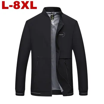 

2019 New BIG Plus Size 8xl 7xl Spring Autumn Bomber Jacket Men Casual Slim Patchwork Windbreaker Jacket Male Outwear Zipper Coat
