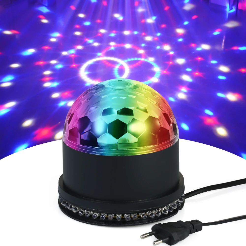 Party AC110V220V RGB LED Disco Ball Light Sound Control Crystal Effect