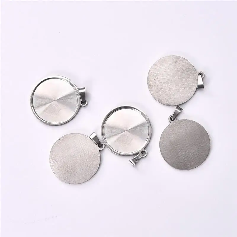 

High Quality Stainless Steel Round Pendant Base Setting 25mm Base Trays Cabochon Cameo Base Wholesale DIY Jewelry