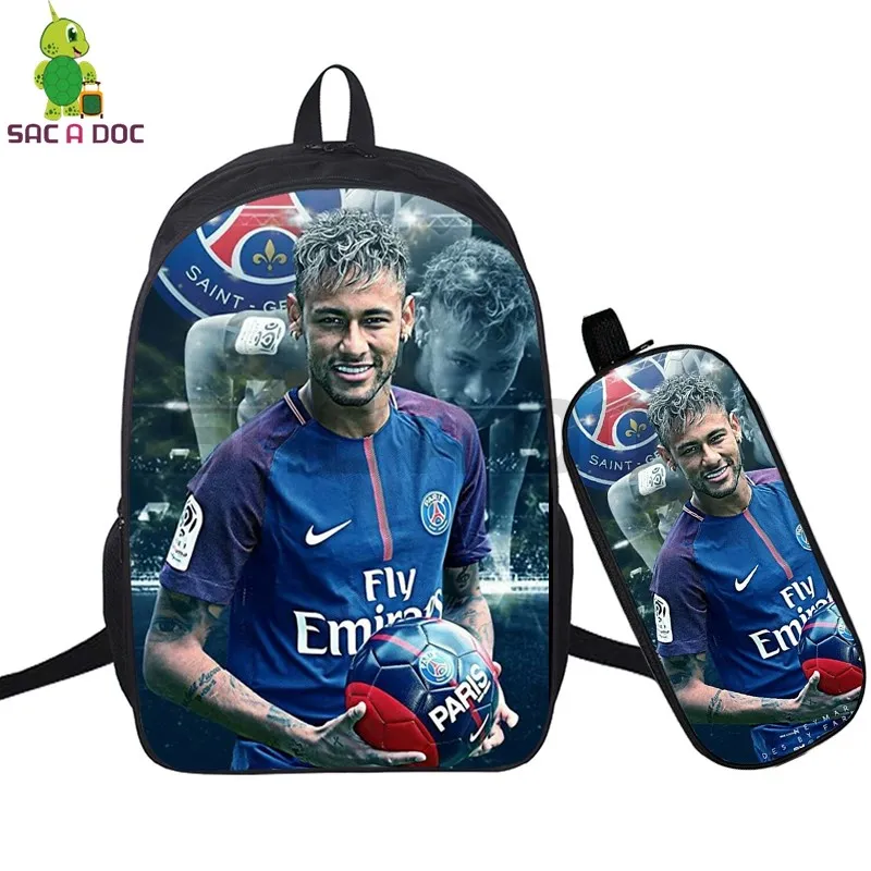 

Neymar Daily Backpack Pencil Case School Bags for Teenage Girls Boys Laptop Backpack Women Men Casual Travel Rucksack 2 Pcs/set