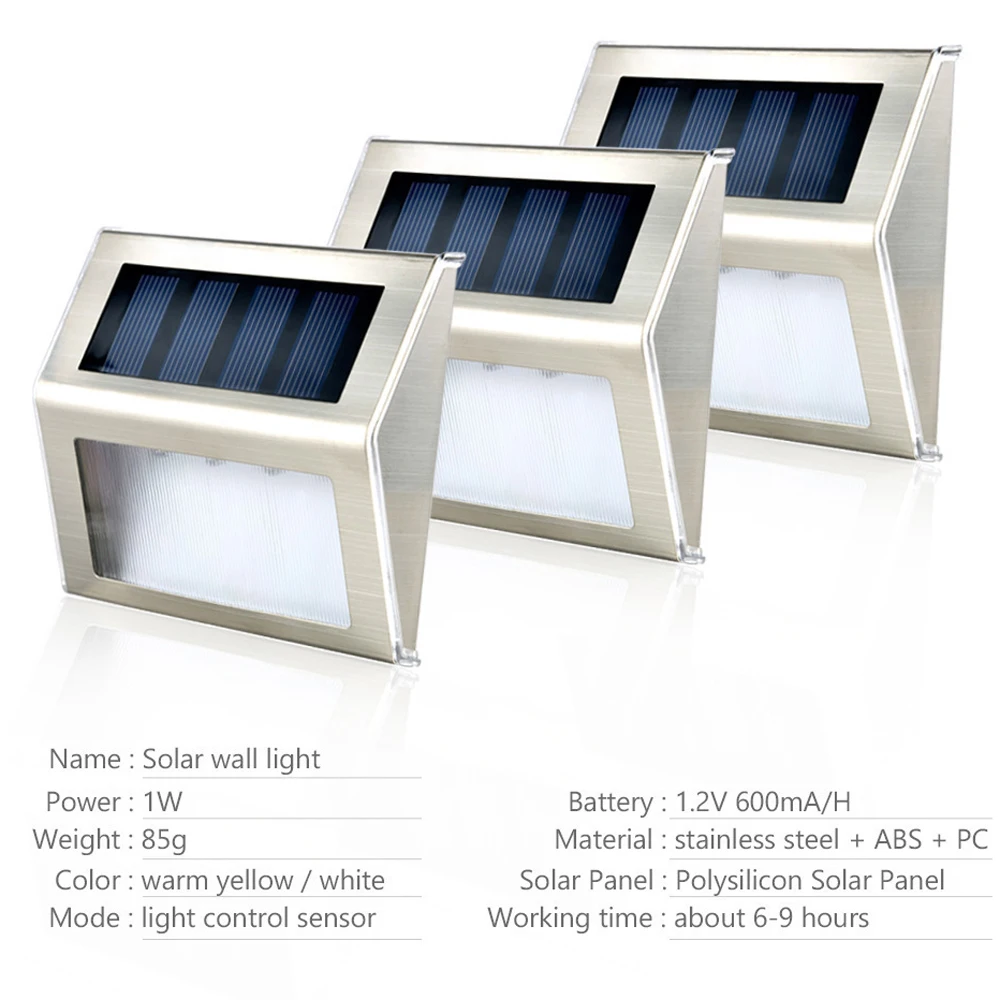 

10 Pieces LED Solar Step Light Solar Powered Stair Lights Lighting Steps Paths IP65 Waterproof Garden Wall Porch Outdoor