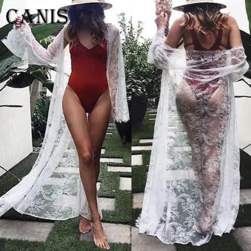 Summer Women Lace Boho Cover Up Kimono Cardigan Blouse Long Sun Protection Shirt