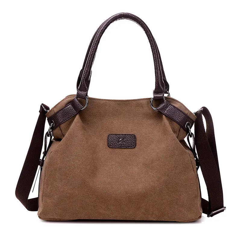 

Retro canevas tote pockets Women Canvas Bag High Quality Female Shoulder Bags 2019 Coffee Ladies Bag Vintage Casual Purse