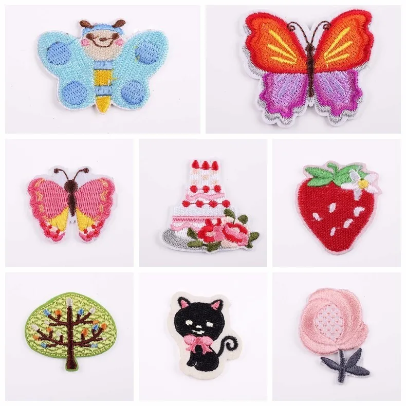 Мультяшные цветные бабочки DIY украшения одежды наклейки 3D Клубника Дерево Цветок
