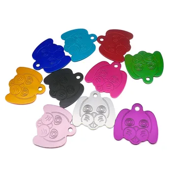 

Wholesale 20Pcs Pet ID Tag Cat Dog Collar Accessories Fashion Personalized Dog Head Shape Customized Telephone Adress Name Tags