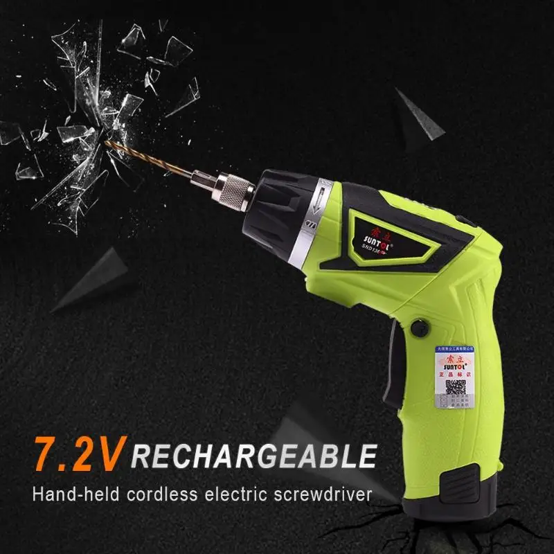 

7.2V Rechargeable Cordless Household Electric Screwdriver Drill with Work Light EU US Plug A/B/C/D Light