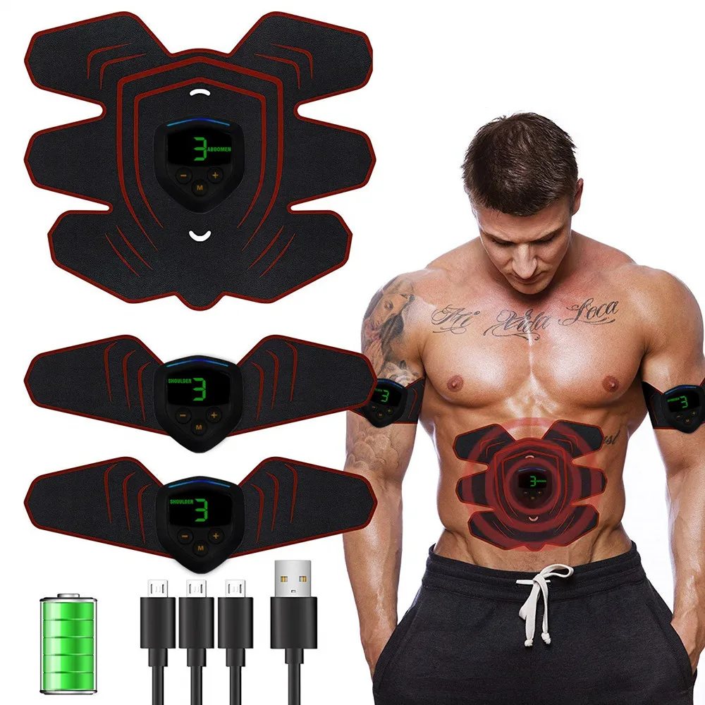 

ABS Stimulator Muscle Toner Abdominal Toning Belt Muscle EMS Trainer Home Gym Equipment 6 Modes & 9 Levels Of Intensity Optional