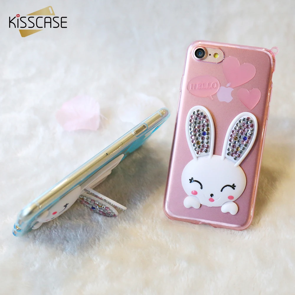 KISSCASE милый кролик девушка чехол для мобильного телефона iPhone 6 5 5S 7 8 мягкий из ТПУ