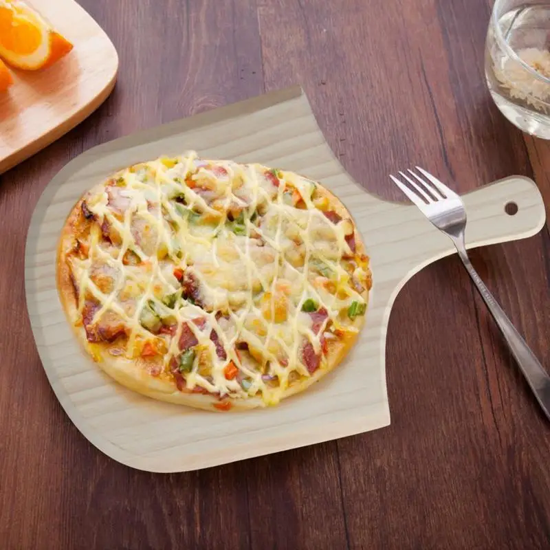 Wooden Pizza Peel Board Western Wear Resistant Natural Wooden Shovel for Oven Grill with Punched Handle Pizza Accessories