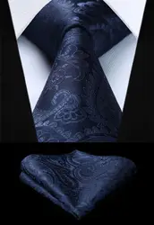 Мужской галстук Тканые галстук вечерние свадебные классические модные платок галстук новый Пейсли Темно-синие Цвет набор носовых платков
