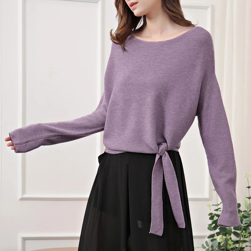 2019 Spring New Style Women Batwing Sleeve Wool Bottoming Shirt Lazy Boat/Bateau Neckline Loose Women Thin Jumpers 2019 Spring New Style Women Batwing Sleeve Wool Bottoming Shirt Lazy Boat/Bateau Neckline Loose Women Thin Jumpers