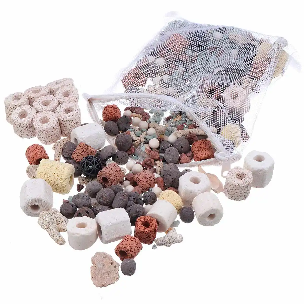 Aquarium Fish Tank Pond Filter Materials 14 in 1 Biological Rings Bio Ball Filter Media Bag