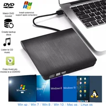 USB 3,0 тонкий внешний DVD-RW CD Писатель Привод горелки ридер плеер Оптические приводы для портативных ПК CD-R DVD DVD-R DVD+ R