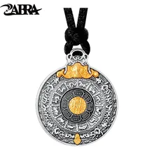 ZABRA Real 24k Gold And 999 Sterling Silver Buddhim Pendant Men Women Good Meaning Gift HipHop Man Vintatge Necklace Jewelry real 24k yellow gold pendant women 999 gold 3d heart pendant
