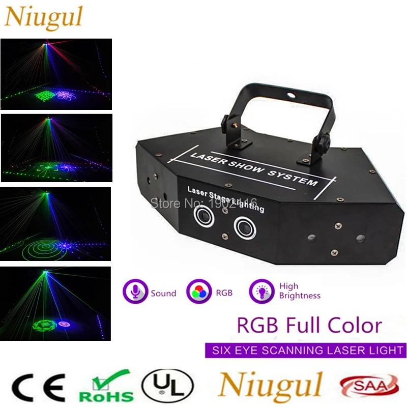 

6 Lens RGB Scan Laser With Patterns/Lines Beam Scanner/DMX Beam Effect Light/Scanning Laser Show System/DJ Laser Stage Lighting