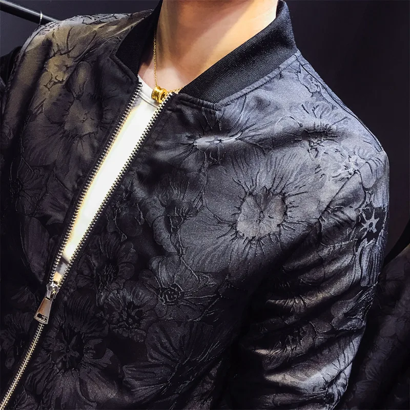 2019 Men's Jacket Slim Fit Casual Dress Baseball Jacket Black Spring Autumn Jacquard Coat Male Bomber Jacket Streetwear clothes 2019 Men's Jacket Slim Fit Casual Dress Baseball Jacket Black Spring Autumn Jacquard Coat Male Bomber Jacket Streetwear clothes