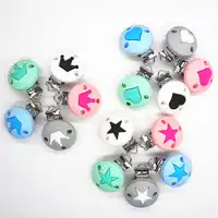 Chenkai 50 PCS รอบหัวใจมงกุฎซิลิโคนเด็กทารก Pacifier Dummy Teether Chain ผู้ถือ Soother พยาบาลคลิปของเล่น