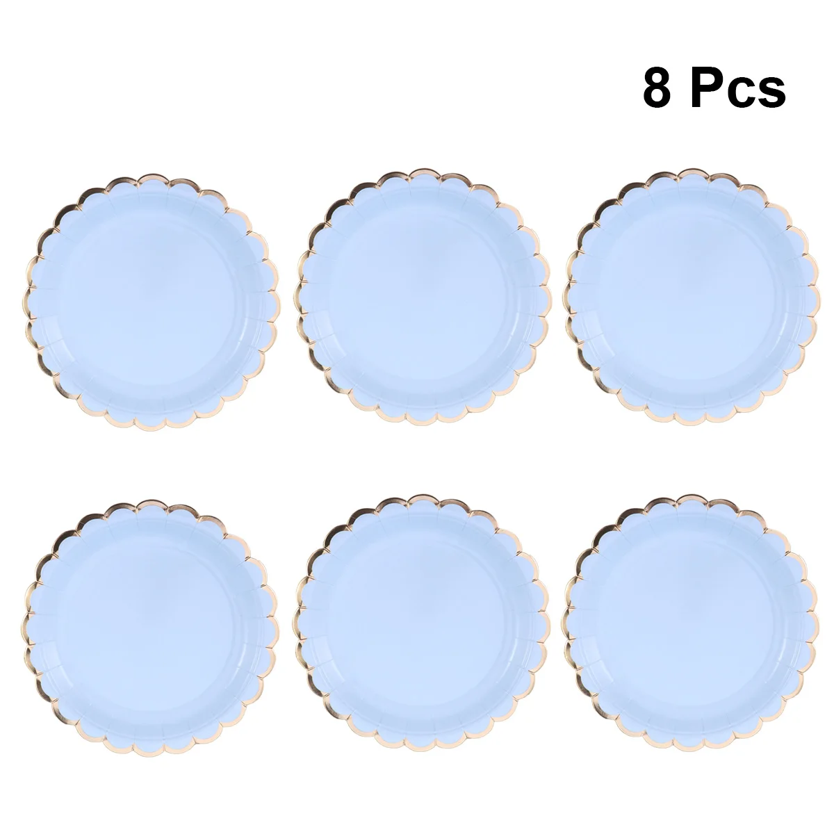

8Pcs Paper Plates Light Round Wavy Golden-Edged Hot Stamping Dinner Supplies Tableware For Carnival Party Festival