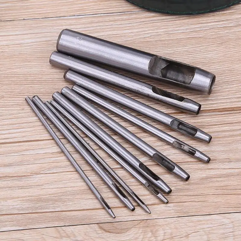 

10pcs DIY Handmade Belt Punching Leather Hole Punch Hollow Used High Carbon Steel for Leather Punching Handmade DIY Manufacture