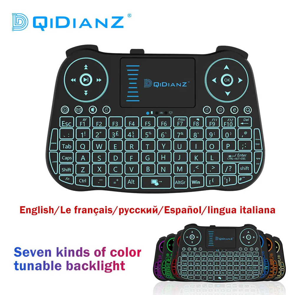 

MT08 En/ Ru/Es/Fr Wireless MINI Keyboard USB Air Mouse backlit Touchpad For Smart Android TV Box Play Game pc Lithium Battery