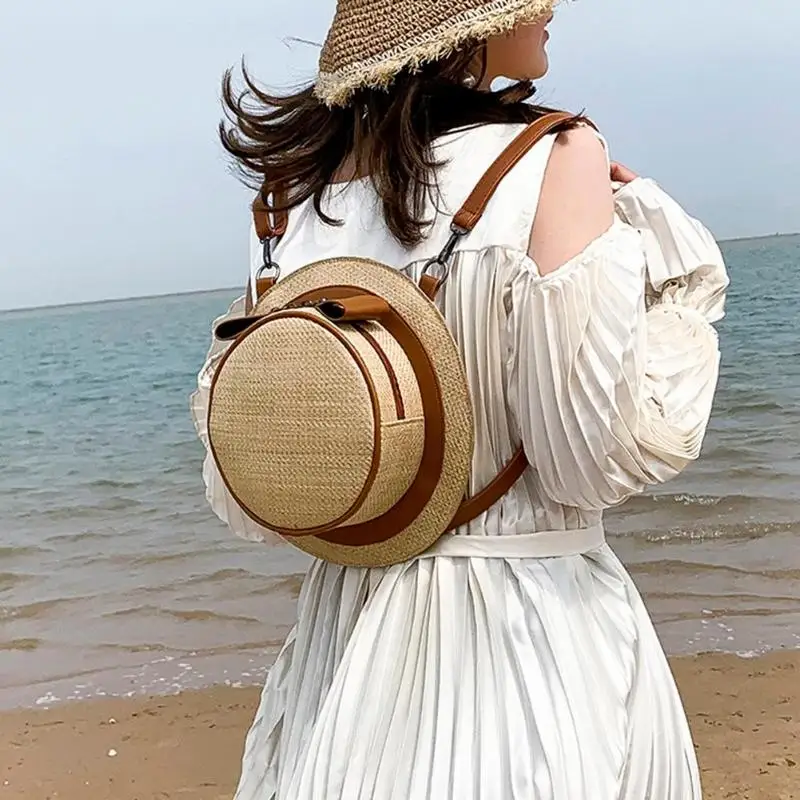 

Cute Hat Shape Design Straw Bag Summer Beach Women Teenage Girls Small Backpack Mochila Feminina