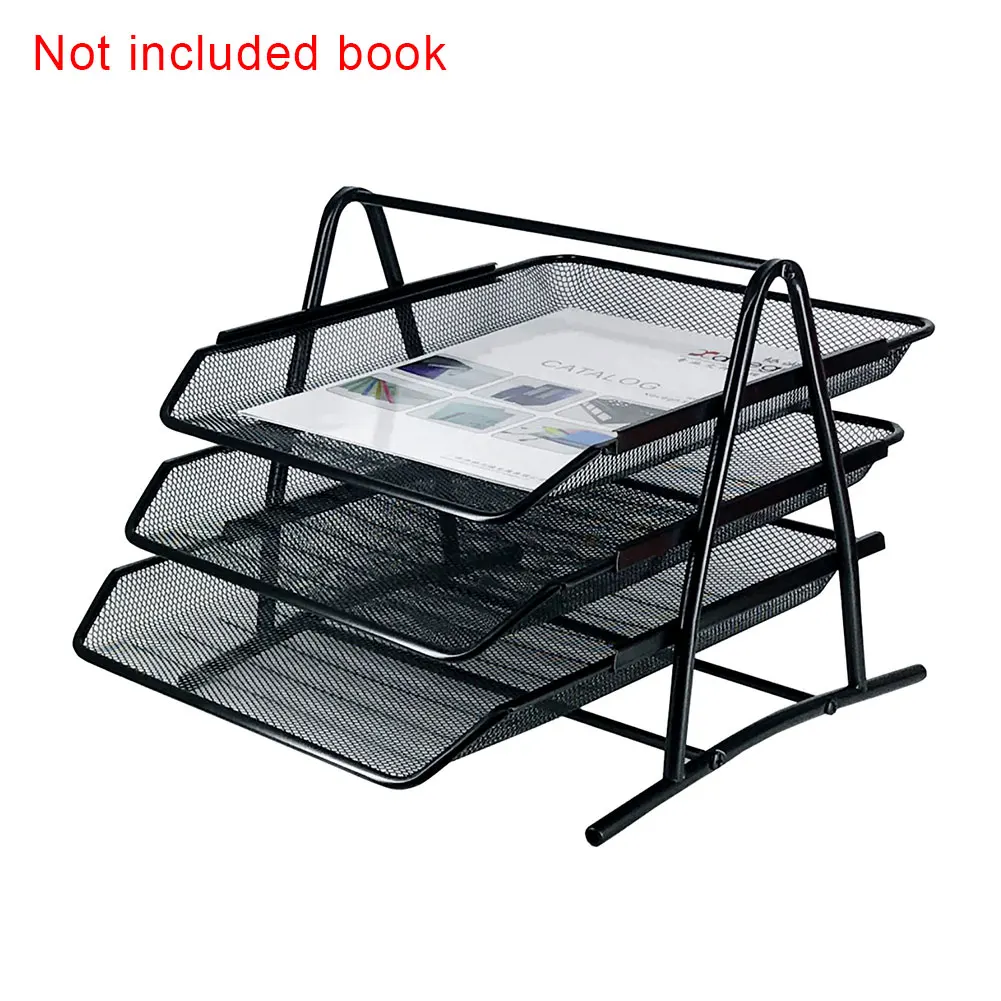 

3 Tier Office DIY Neatening Tools Detachable Paper Files Drawer School Desktop Holder A4 Document Tray Metal Mesh Magazine Frame