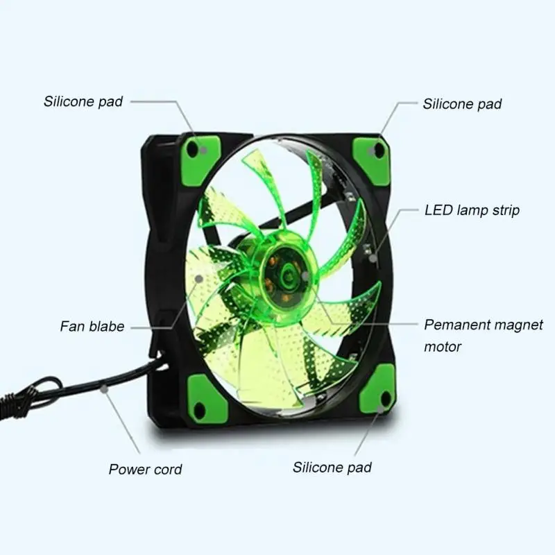 

3.3W Plastic Shock Proof Ultra Silent Plastic 2 Connectors Cooling Fan Desktop PC laptop tablet with shiny LED Light
