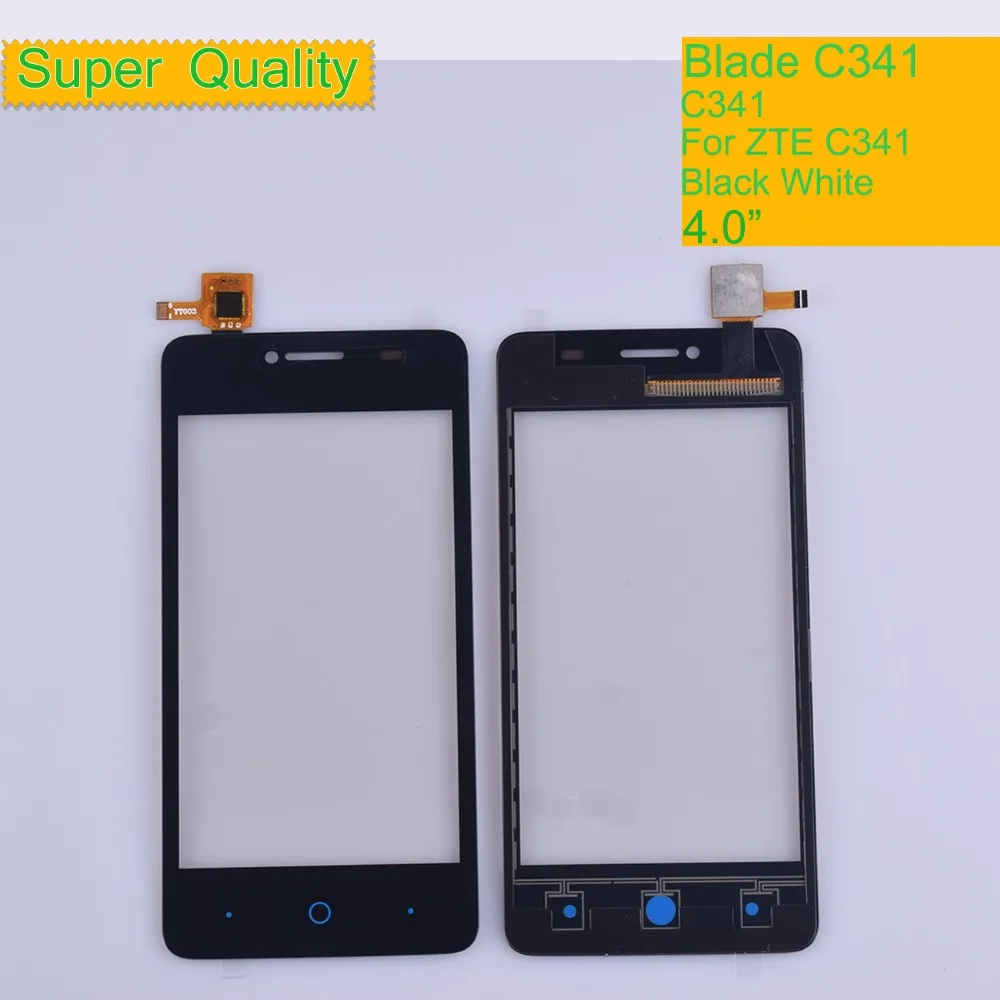 

10Pcs/lot Touch Screen Digitizer For ZTE Blade C341 C 341 Touch Panel Touchscreen Lens Front Glass Sensor NO LCD C341