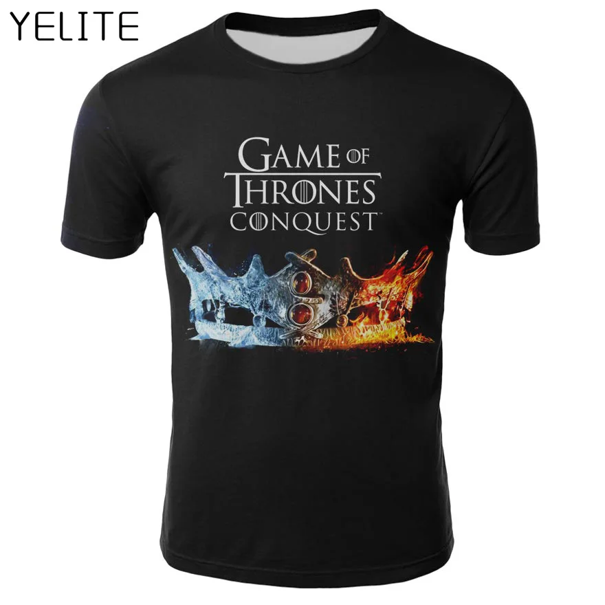 YELITE 2019 новинка футболка s Игра престолов ночной король и Дракон Мужская 3d принт